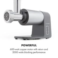 Mett Max Elektrischer Fleischwolf 600W Kupfermotor Aluminium 16 Mett Max Elektrischer Fleischwolf 600W Kupfermotor Aluminium -Klarstein 10034244 yy 0007 logo Klarstein Mett Max elektrischer Fleischwolf grau