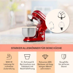 Bella Elegance Küchenmaschine 2000 W 2,7 PS 5,2 Ltr Edelstahl BPA-frei -Klarstein 10034364 de 0003 usp