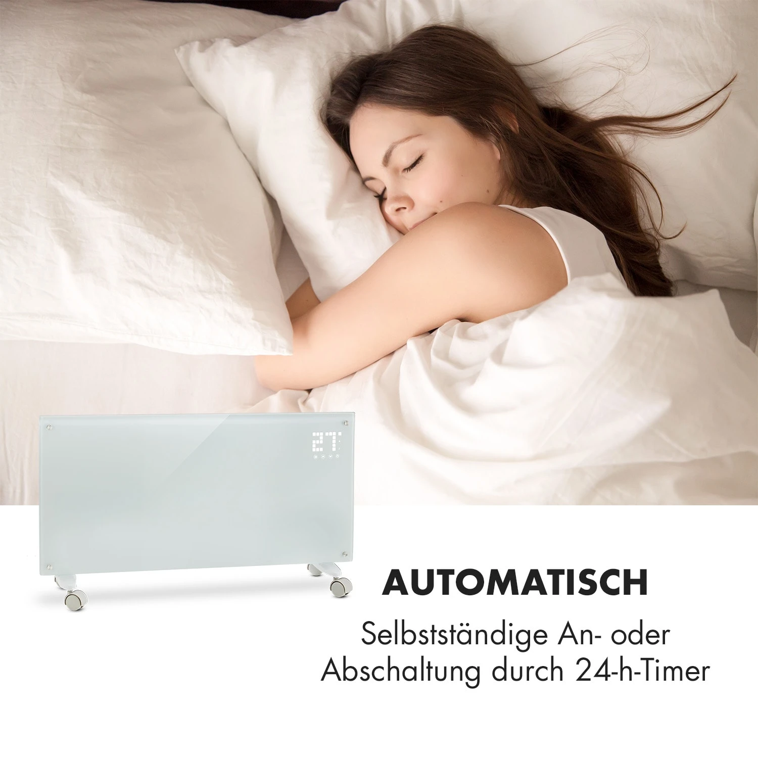 Bornholm Smart Konvektions-Heizgerät | 2000 W | SmartHeat Design: WiFi-Verbindung | LED-Display | 24-h-Timer | 2 Heizstufen: 1000 / 2000 W | IP24: Spritzwassergeschützt | Fernbedienung | Standgerät 6 Bornholm Smart Konvektions-Heizgerät | 2000 W | SmartHeat Design: WiFi-Verbindung | LED-Display | 24-h-Timer | 2 Heizstufen: 1000 / 2000 W | IP24: Spritzwassergeschützt | Fernbedienung | Standgerät – Bild 4