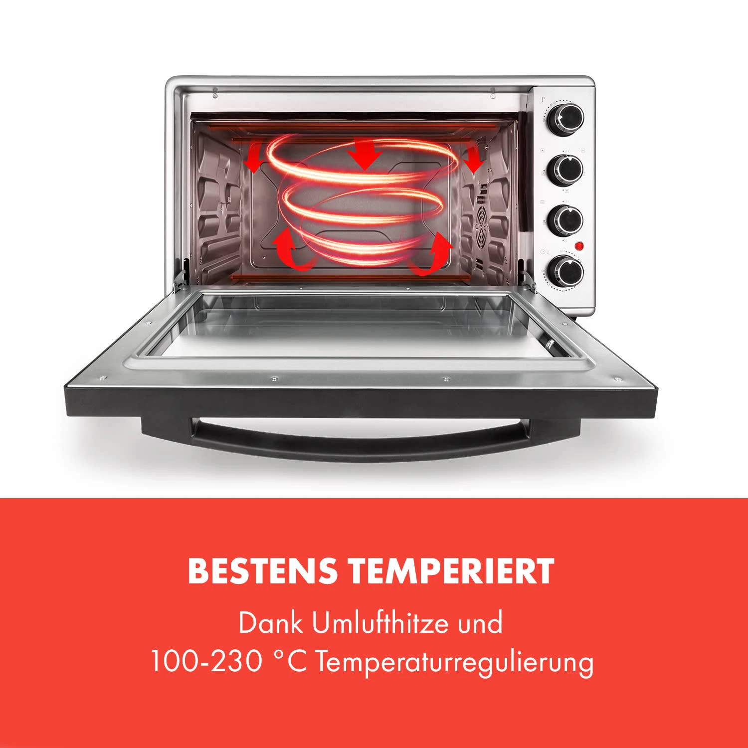 Masterchef 45 Mini-Backofen 45l 2000W 100-230 °C Timer Silber 5 Masterchef 45 Mini-Backofen 45l 2000W 100-230 °C Timer Silber – Bild 3