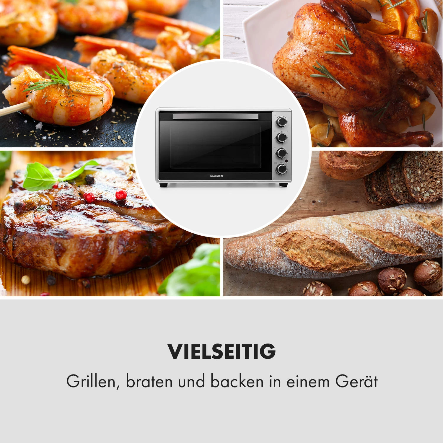 Masterchef 60 Mini-Backofen 60l 2000W 100-230 °C Timer Silber 9 Masterchef 60 Mini-Backofen 60l 2000W 100-230 °C Timer Silber – Bild 7