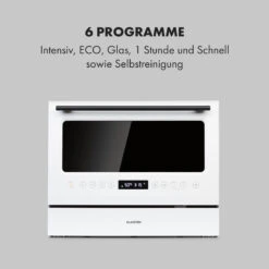 Azuria Geschirrspülmaschine 1380W 6,5L 6 Gedecke Schwarze Glasfront 18 Azuria Geschirrspülmaschine 1380W 6,5L 6 Gedecke Schwarze Glasfront -Klarstein 10034510 de 0005 logo