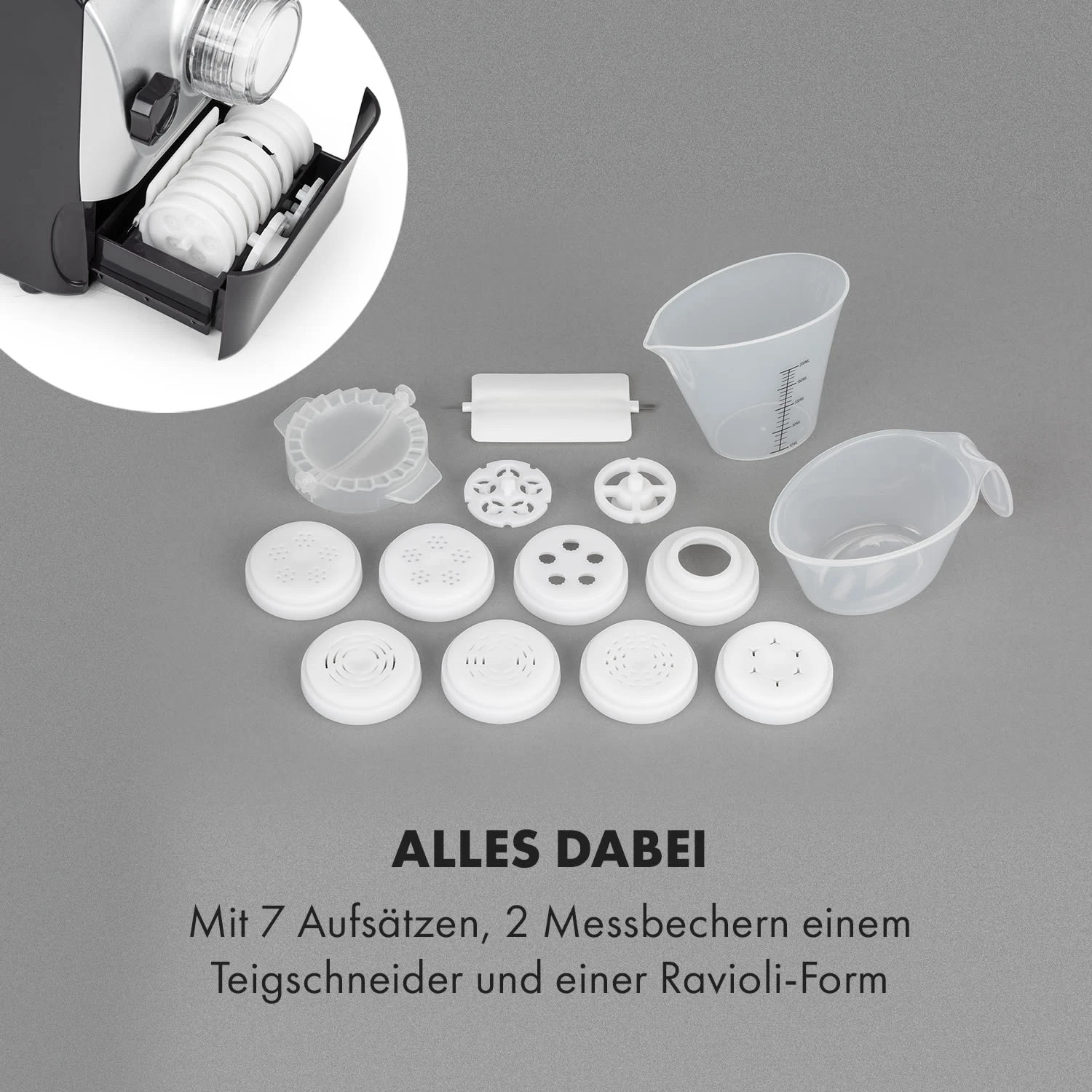 Pastamania Nudelmaschine 260W 7 Aufsätze 500 G 60 DB LED 8 Pastamania Nudelmaschine 260W 7 Aufsätze 500 G 60 DB LED – Bild 6