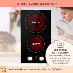 EasyCook Domino Keramikkochfeld 3000W Drehregler Schwarz 13 EasyCook Domino Keramikkochfeld 3000W Drehregler Schwarz -Klarstein 10034603 de 0003 usp