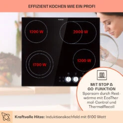 EasyCook Keramikkochfeld 6100W Drehregler Schwarz 13 EasyCook Keramikkochfeld 6100W Drehregler Schwarz -Klarstein 10034604 de 0003 usp