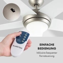 Bolero 2-in-1-Deckenventilator 134cm Leuchte 55W Fernbedienung Weiß 12 Bolero 2-in-1-Deckenventilator 134cm Leuchte 55W Fernbedienung Weiß -Klarstein 10034683 de 0003 logo
