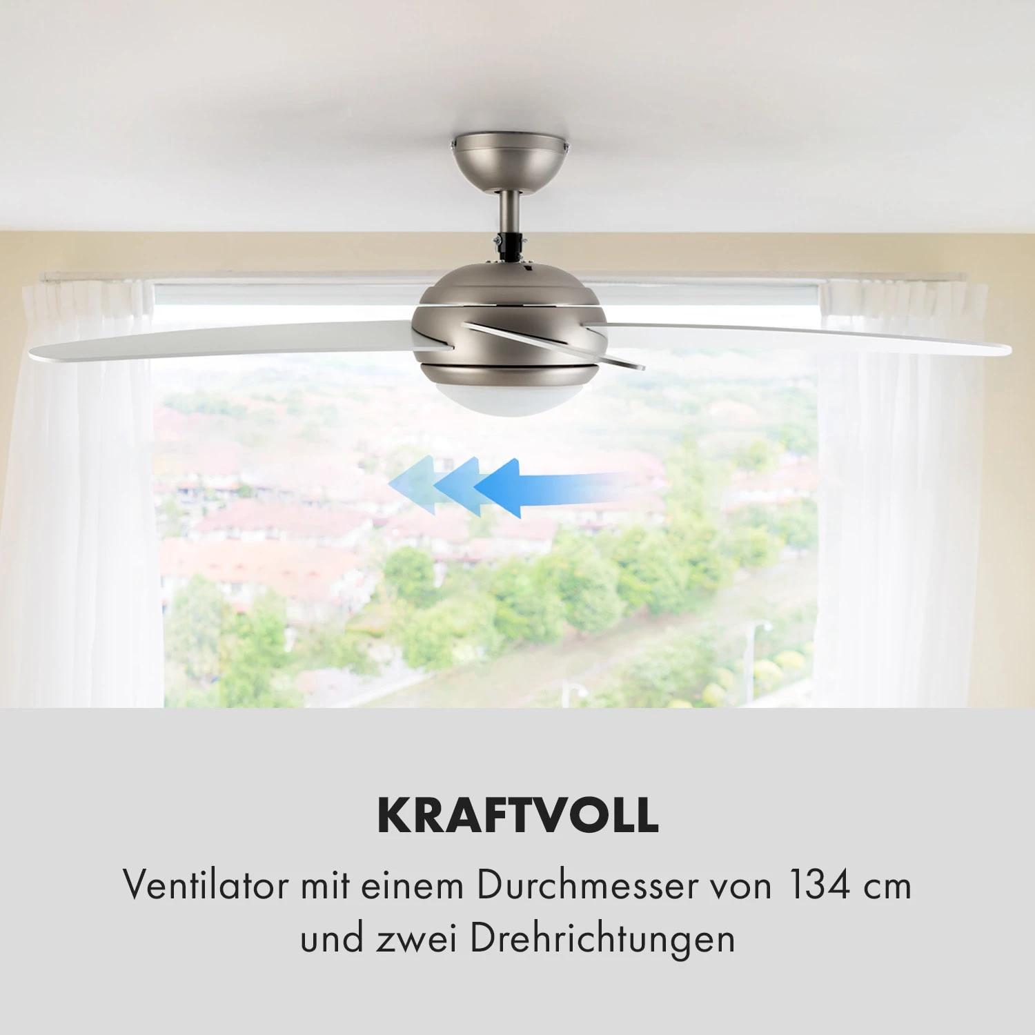 Bolero 2-in-1-Deckenventilator 134cm Leuchte 55W Fernbedienung Weiß 7 Bolero 2-in-1-Deckenventilator 134cm Leuchte 55W Fernbedienung Weiß – Bild 5