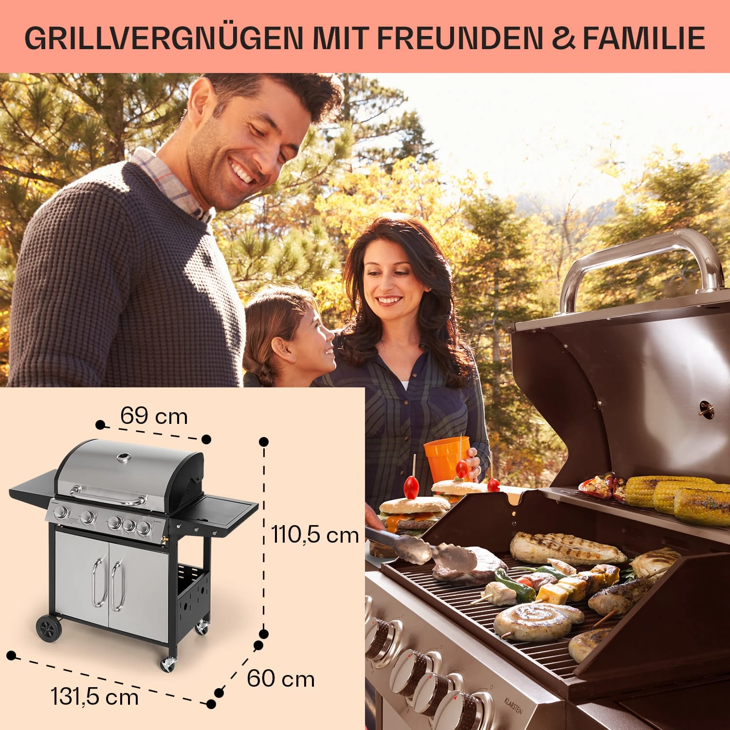 Tomahawk Gasgrill 4x3,6 KW + 2,7 KW Brenner 66x43,5 Cm Grill Edelstahl 8 Tomahawk Gasgrill 4x3,6 KW + 2,7 KW Brenner 66x43,5 Cm Grill Edelstahl – Bild 6