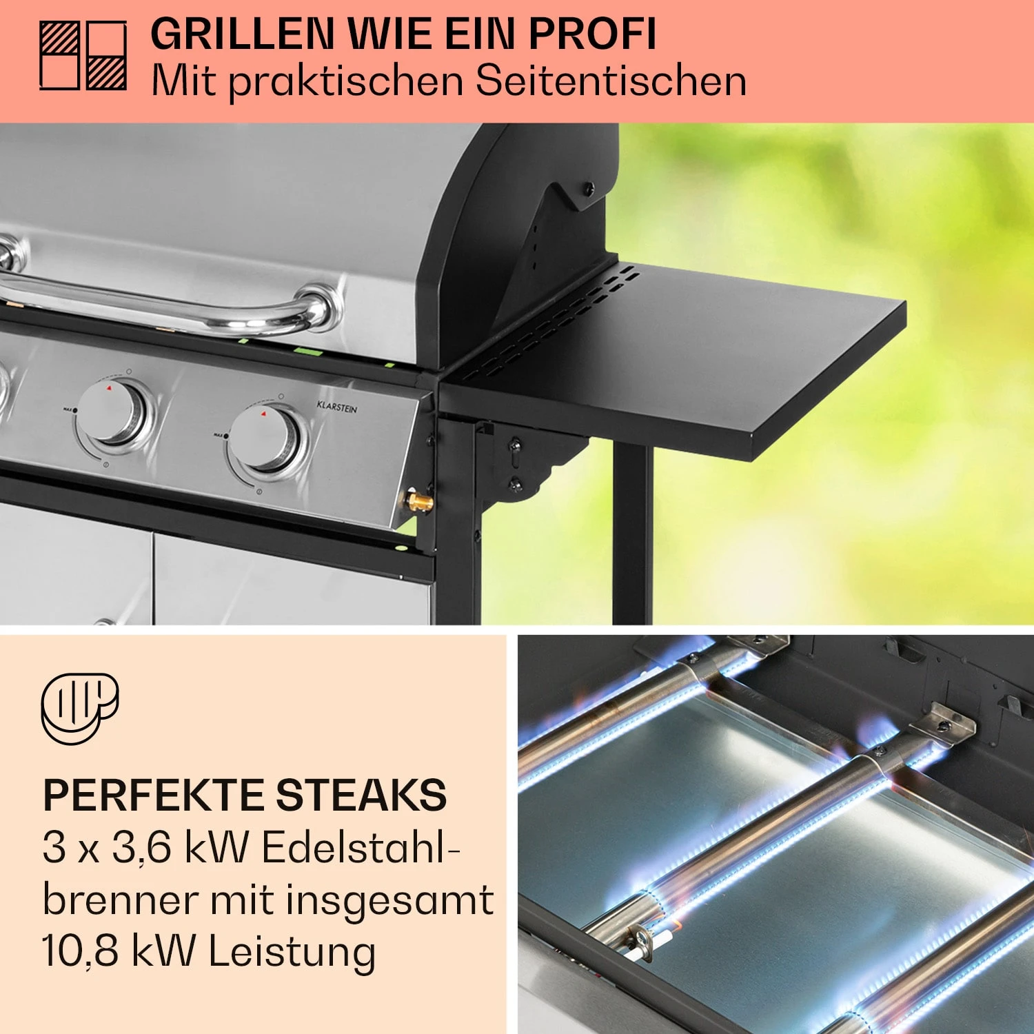 Tomahawk Gasgrill 3 X 3,6 KW Brenner 60 X 43,5 Cm Grill Edelstahl 5 Tomahawk Gasgrill 3 X 3,6 KW Brenner 60 X 43,5 Cm Grill Edelstahl – Bild 3