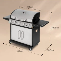 Tomahawk Gasgrill 5x3,6 KW + 2,7 KW Brenner 80x43,5 Cm Grill Edelstahl 15 Tomahawk Gasgrill 5x3,6 KW + 2,7 KW Brenner 80x43,5 Cm Grill Edelstahl -Klarstein 10034712 yy 0007 dimensions