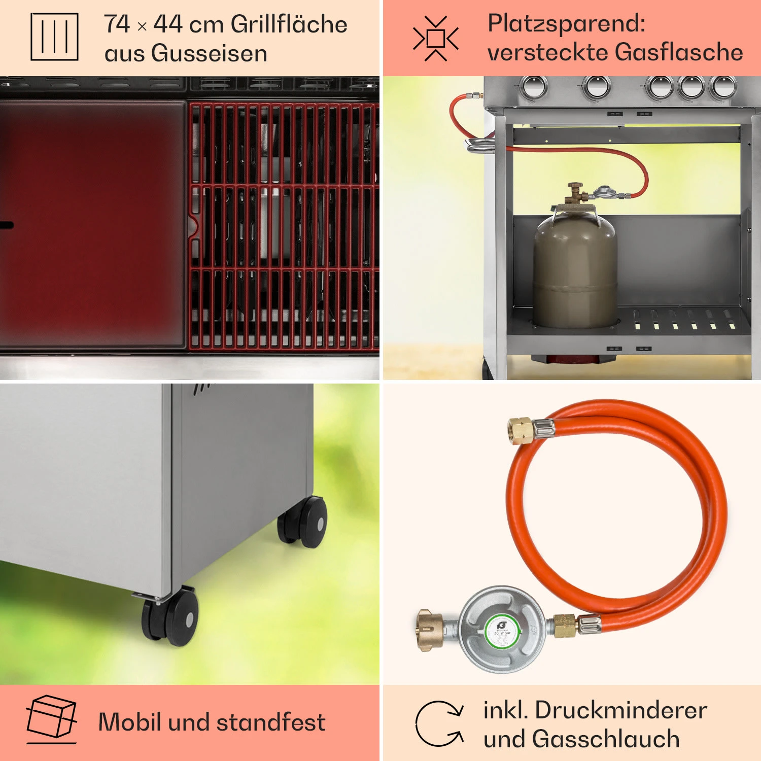 Valkyrie Gasgrill 4x3,5 KW + 3,15 KW Brenner 74x44 Cm Grill Edelstahl 7 Valkyrie Gasgrill 4x3,5 KW + 3,15 KW Brenner 74x44 Cm Grill Edelstahl – Bild 5