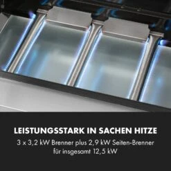Valkyrie Gasgrill 3x3,2 + 2,9 KW Sichtfenster 54x42 Cm Grill Edelstahl 16 Valkyrie Gasgrill 3x3,2 + 2,9 KW Sichtfenster 54x42 Cm Grill Edelstahl -Klarstein 10034845 de 0005 logo