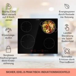 Virtuosa EcoAdapt Induktionskochfeld 4 Zonen 7200W Glas Schwarz 11 Virtuosa EcoAdapt Induktionskochfeld 4 Zonen 7200W Glas Schwarz -Klarstein 10034948 de 0002 usp
