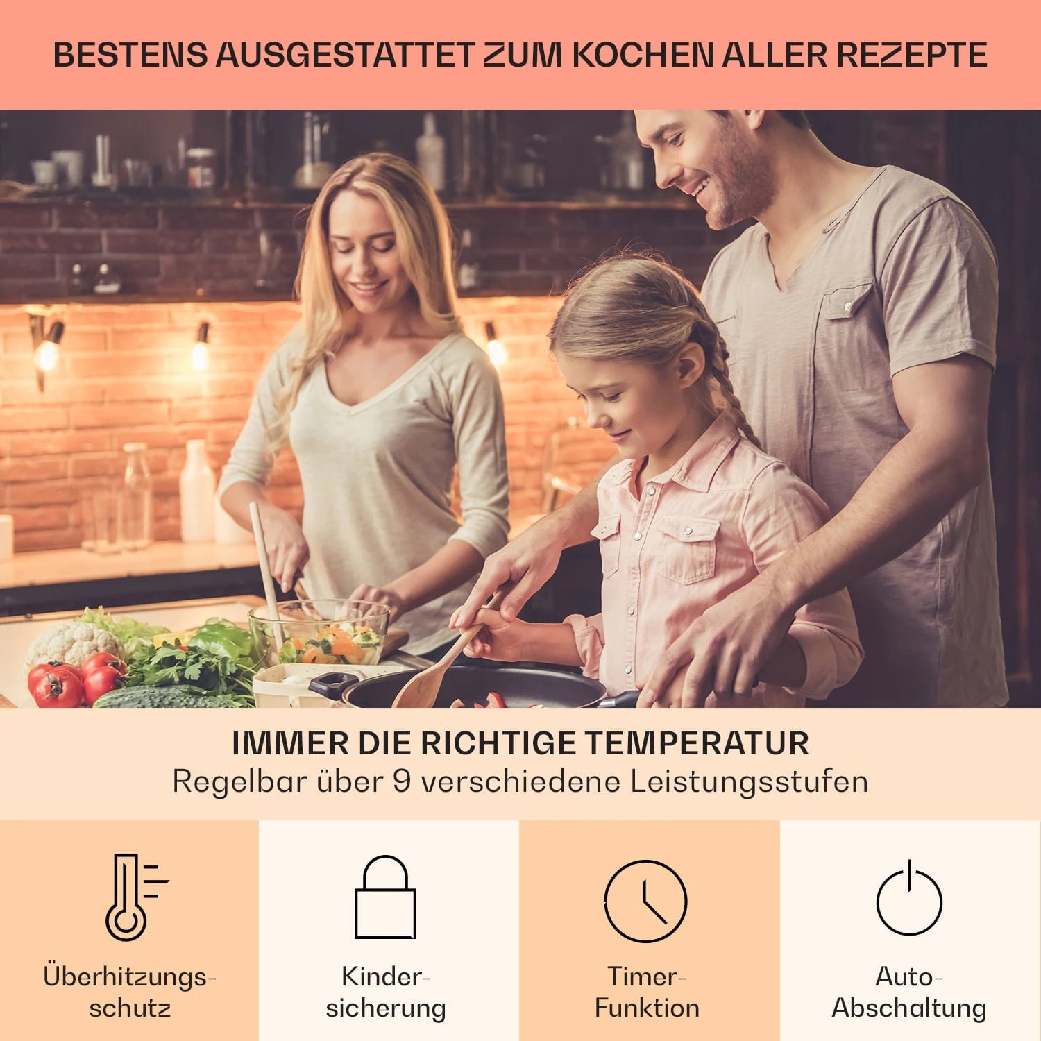 Virtuosa EcoAdapt Induktionskochfeld 4 Zonen 7200W Glas Schwarz 7 Virtuosa EcoAdapt Induktionskochfeld 4 Zonen 7200W Glas Schwarz – Bild 5