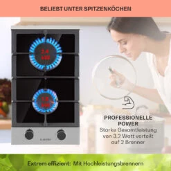 Alchemist Domino Gaskochfeld 2-flammig Aluminium-Brenner Glaskeramik -Klarstein 10034968 de 0003 usp