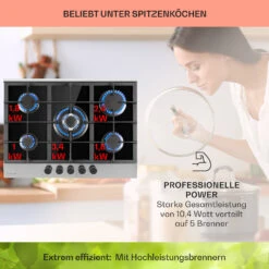 Alchemist 5 Zonen Gaskochfeld Aluminium-Brenner Glaskeramik Schwarz 13 Alchemist 5 Zonen Gaskochfeld Aluminium-Brenner Glaskeramik Schwarz -Klarstein 10034970 de 0003 usp