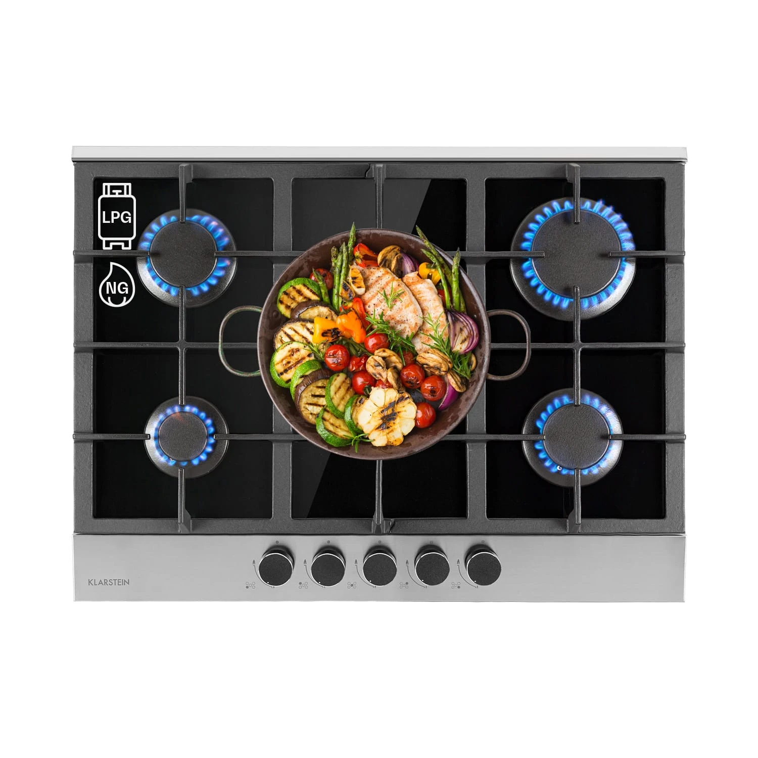 Alchemist 5 Zonen Gaskochfeld Aluminium-Brenner Glaskeramik Schwarz 3 Alchemist 5 Zonen Gaskochfeld Aluminium-Brenner Glaskeramik Schwarz