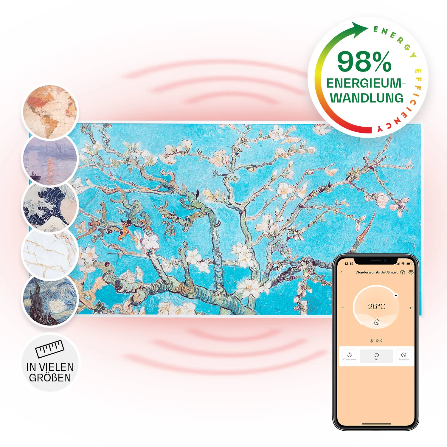 Wonderwall Air Art Smart Infrarotheizung 120x60cm 700W Wandinstallation App-Steuerung Mandelblüten 3 Wonderwall Air Art Smart Infrarotheizung 120x60cm 700W Wandinstallation App-Steuerung Mandelblüten