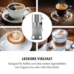 Futura Espressomaker 20 Bar 1450 Watt 20 Bar Wassertank: 1,25 Liter Rostfreier Edelstahl -Klarstein 10035183 de 0005 logo