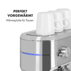 Futura Espressomaker 20 Bar 1450 Watt 20 Bar Wassertank: 1,25 Liter Rostfreier Edelstahl -Klarstein 10035183 de 0008 logo