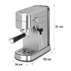 Futura Espressomaker 20 Bar 1450 Watt 20 Bar Wassertank: 1,25 Liter Rostfreier Edelstahl -Klarstein 10035183 yy 0010 logo