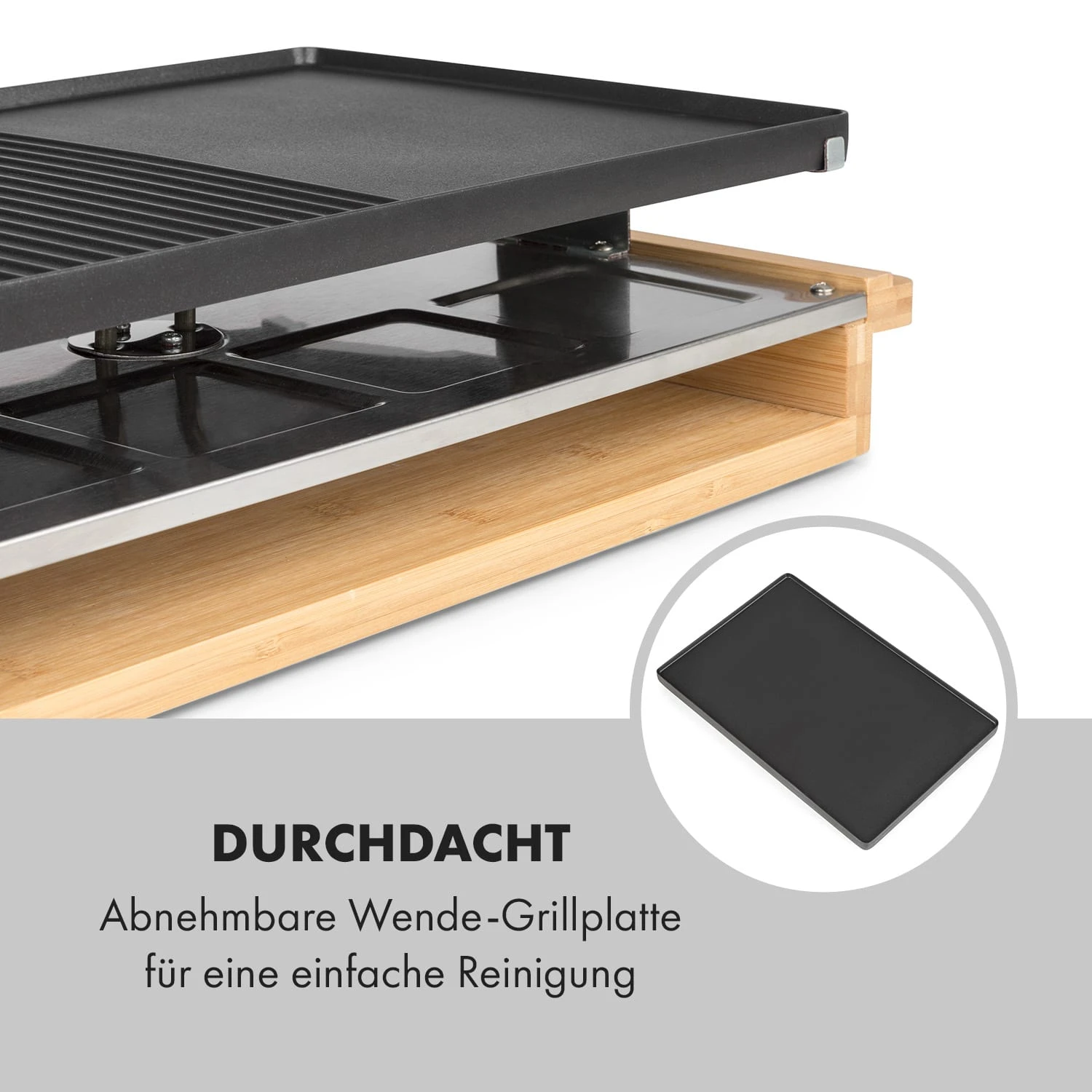 Tournedo Raclette 1200W Aluminiumguss 8 Personen Holz-Dekor 9 Tournedo Raclette 1200W Aluminiumguss 8 Personen Holz-Dekor – Bild 7
