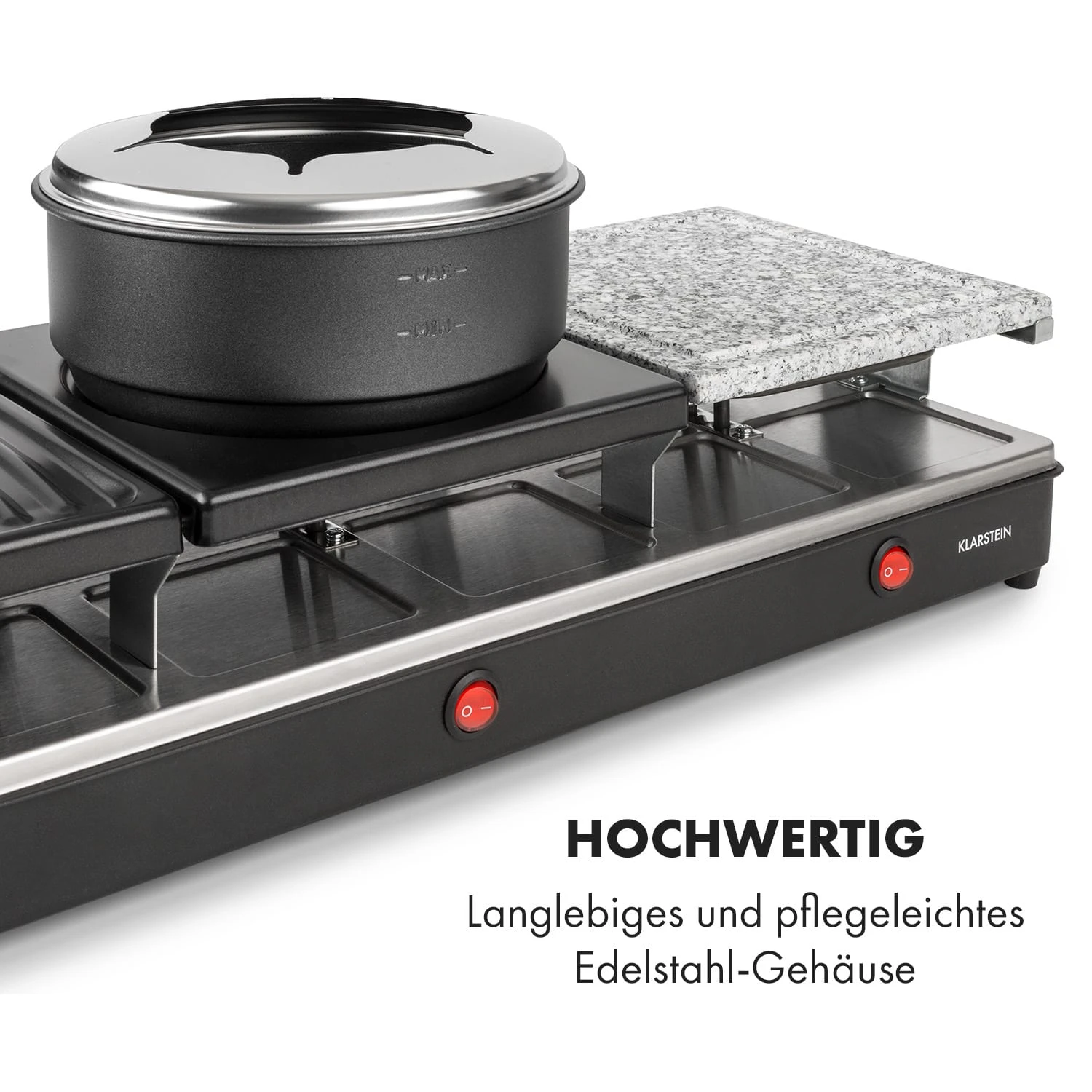 Fonduelette XL 3-in-1 Raclettegrill Fondue Naturstein 1650W 12 Pers 9 Fonduelette XL 3-in-1 Raclettegrill Fondue Naturstein 1650W 12 Pers – Bild 7