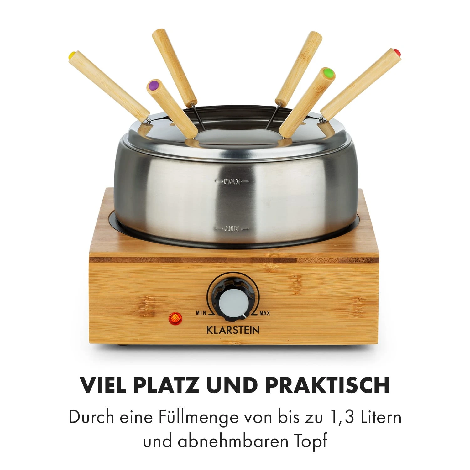 Bambus Fondue Edelstahl-Topf 800W 8 Bambus Fondue Edelstahl-Topf 800W – Bild 6