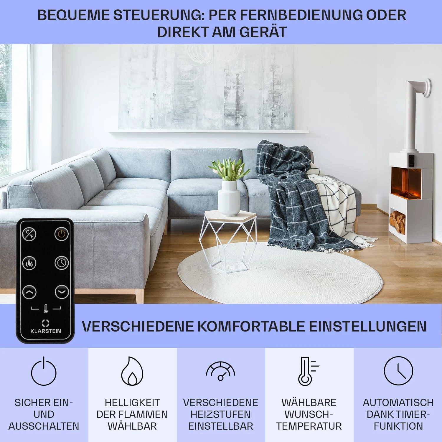 Zermatt Elektrischer Kamin 900/1800W Thermostat Flammenillusion 8 Zermatt Elektrischer Kamin 900/1800W Thermostat Flammenillusion – Bild 6