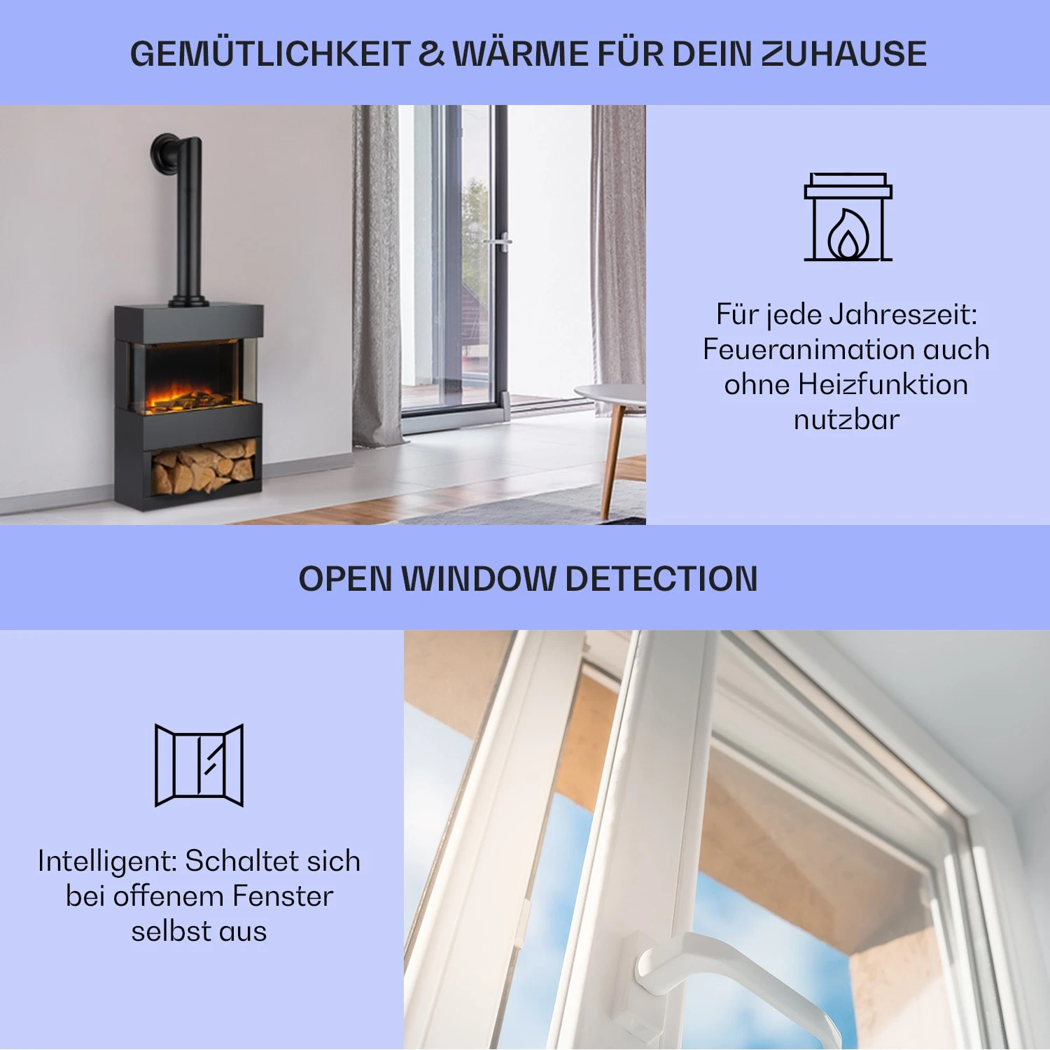 Zermatt Elektrischer Kamin 900/1800W Thermostat Flammenillusion 6 Zermatt Elektrischer Kamin 900/1800W Thermostat Flammenillusion – Bild 4