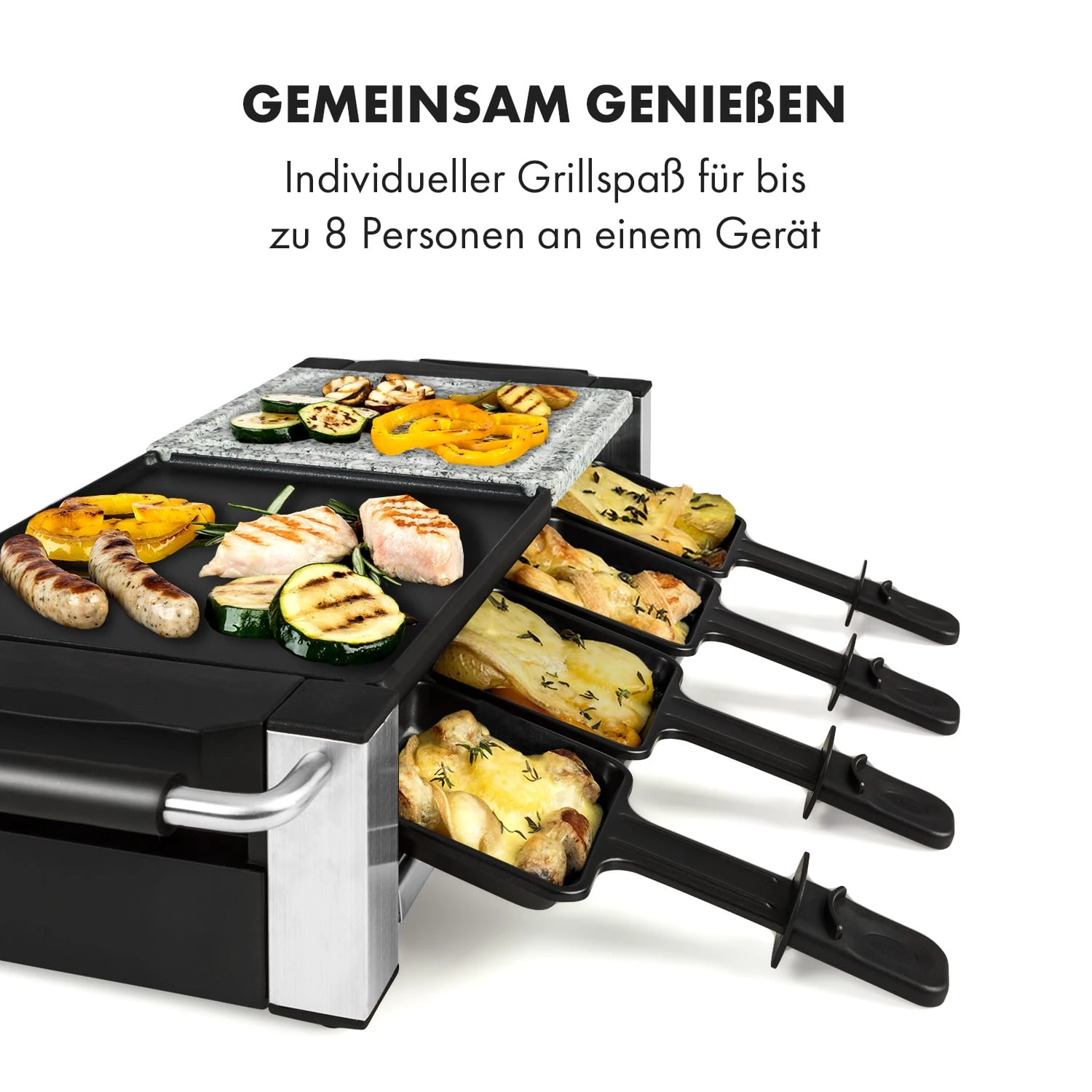 Bistecca Raclette 1200W Metall / Stein 8 Personen Kontroll-LED 7 Bistecca Raclette 1200W Metall / Stein 8 Personen Kontroll-LED – Bild 5