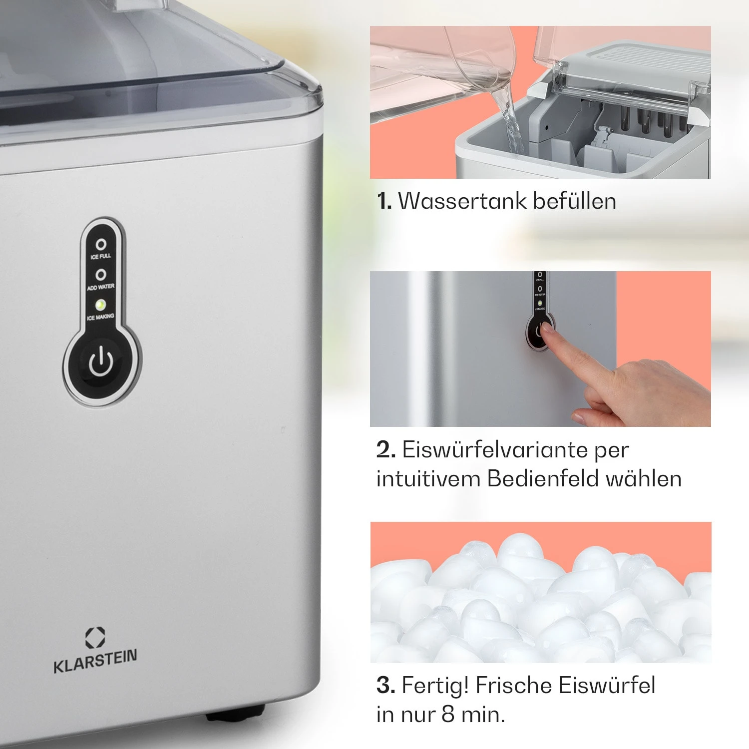 Chillout Eiswürfelmaschine Bulleteis 12kg/24h Wassertank: 1,5 L 6 Chillout Eiswürfelmaschine Bulleteis 12kg/24h Wassertank: 1,5 L – Bild 4