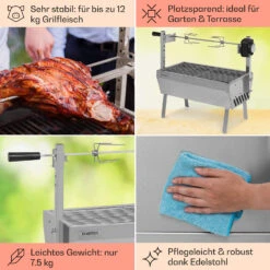 Sauenland Mini Rotisserie-Grill Drehspieß 4W 12kg Max. Edelstahl 13 Sauenland Mini Rotisserie-Grill Drehspieß 4W 12kg Max. Edelstahl -Klarstein 10035371 de 0005 usp