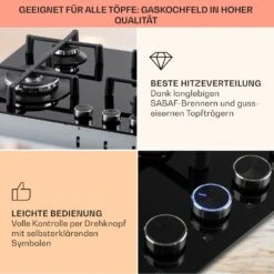 Illuminosa 4 Gaskochfeld 4-flammig Sabaf-Brenner Glaskeramik 14 Illuminosa 4 Gaskochfeld 4-flammig Sabaf-Brenner Glaskeramik -Klarstein 10035464 de 0004 usp