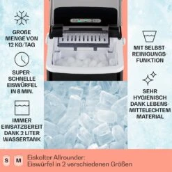 Arctic Porter Eiswürfelmaschine Bullet-Eis 12kg/24h Edelstahl 10 Arctic Porter Eiswürfelmaschine Bullet-Eis 12kg/24h Edelstahl -Klarstein 10035553 de 0002 usp