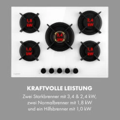 Goldflame 5 Gaskochfeld 5-flammig Messing-Brenner Glaskeramik 16 Goldflame 5 Gaskochfeld 5-flammig Messing-Brenner Glaskeramik -Klarstein 10035615 de 0006 logo