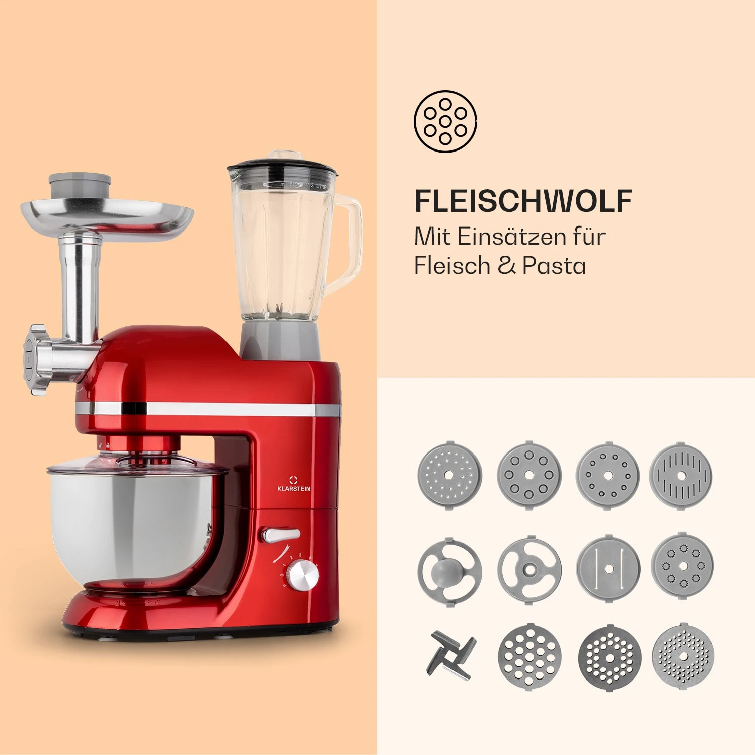 Lucia Elegance Küchenmaschine Mixer Fleischwolf 2000W BPA-frei 7 Lucia Elegance Küchenmaschine Mixer Fleischwolf 2000W BPA-frei – Bild 5