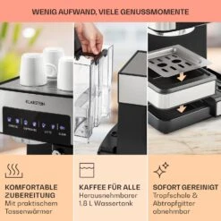 Arabica Comfort Espressomaschine 1350W 20 Bar 1,8l Touch-Bedienfeld -Klarstein 10035655 de 0006 usp