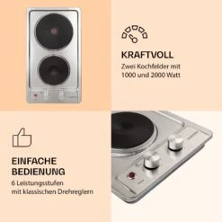 Appetito Domino Elektrokochfeld 2 Platten 3000 Watt Edelstahl 11 Appetito Domino Elektrokochfeld 2 Platten 3000 Watt Edelstahl -Klarstein 10035700 de 0003 logo