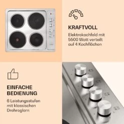 Appetito 4 Elektrokochfeld 4 Platten 6 Stufen 5500 Watt Edelstahl 11 Appetito 4 Elektrokochfeld 4 Platten 6 Stufen 5500 Watt Edelstahl -Klarstein 10035702 de 0003 logo
