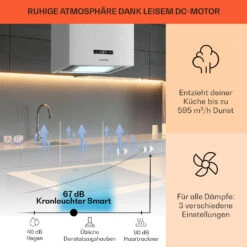 Kronleuchter Smart Inselabzugshaube 595m³/h App-Steuerung LED-Panel 13 Kronleuchter Smart Inselabzugshaube 595m³/h App-Steuerung LED-Panel -Klarstein 10035709 de 0003 usp
