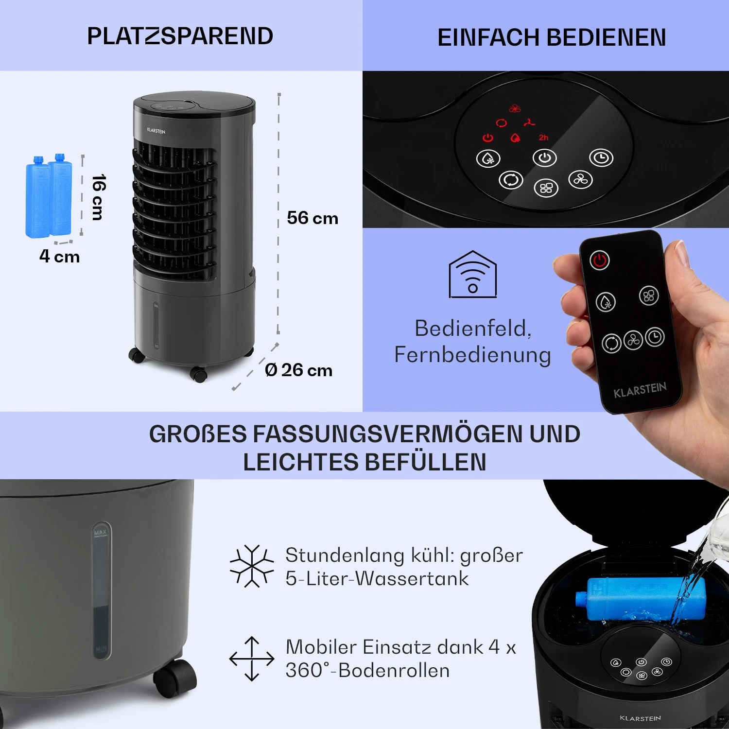 Skypillar 3-in-1 Luftkühler Ventilator 5L Fernbedienung Touch-Panel 8 Skypillar 3-in-1 Luftkühler Ventilator 5L Fernbedienung Touch-Panel – Bild 6