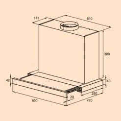 Mariana Neo 60 Flachschirmhaube 60cm 640 M³/h Abluft LED 16 Mariana Neo 60 Flachschirmhaube 60cm 640 M³/h Abluft LED -Klarstein 10035926 yy 0007 dimensions