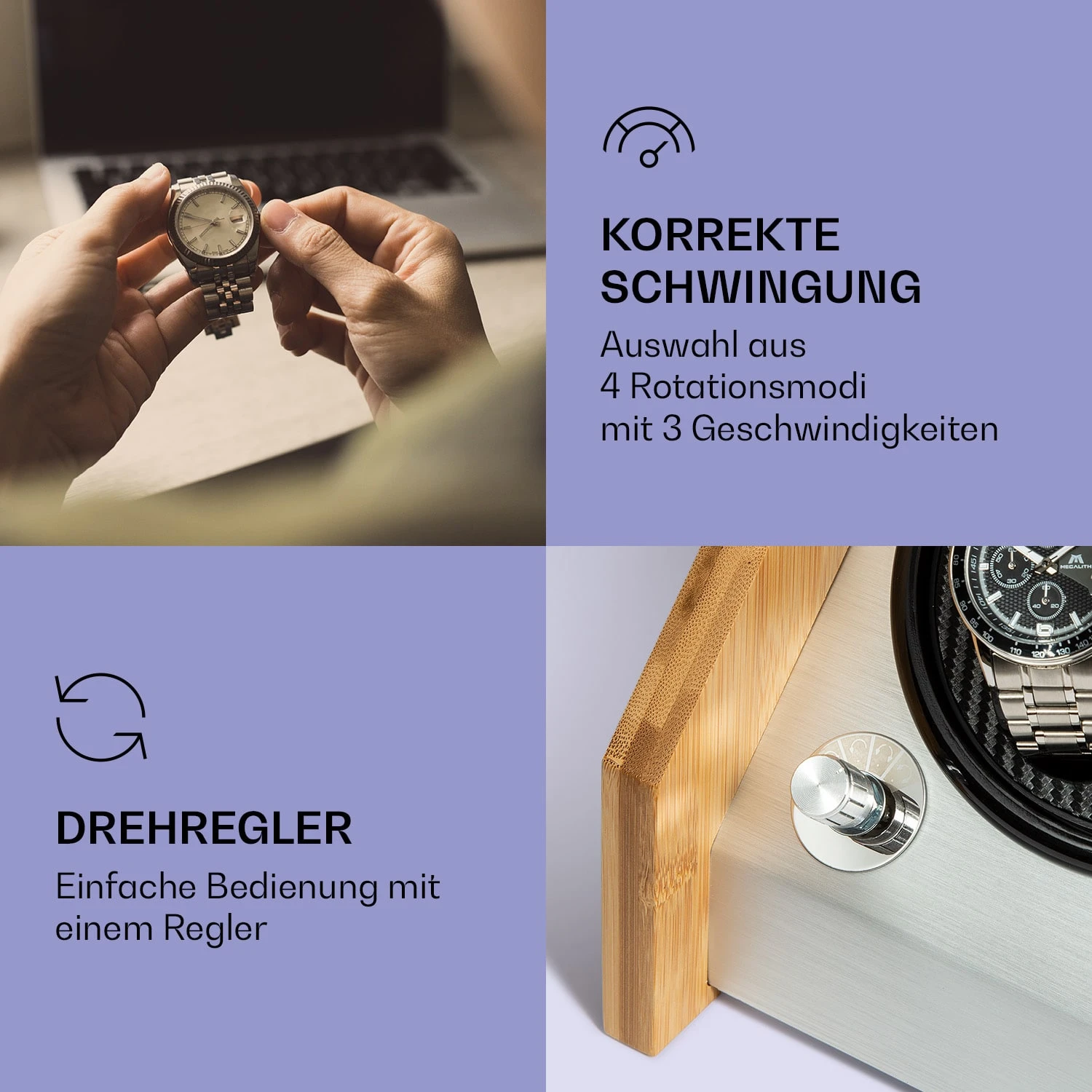 Garonne 2 Uhrenbeweger 1 Drehteller 2 Uhren 3 Speeds 4 Modi Bambus 5 Garonne 2 Uhrenbeweger 1 Drehteller 2 Uhren 3 Speeds 4 Modi Bambus – Bild 3