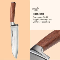 Kishiko Messerset Damaszener-Stahl 3-teilig Extra Scharf Rosenholz -Klarstein 10036060 de 0005 logo