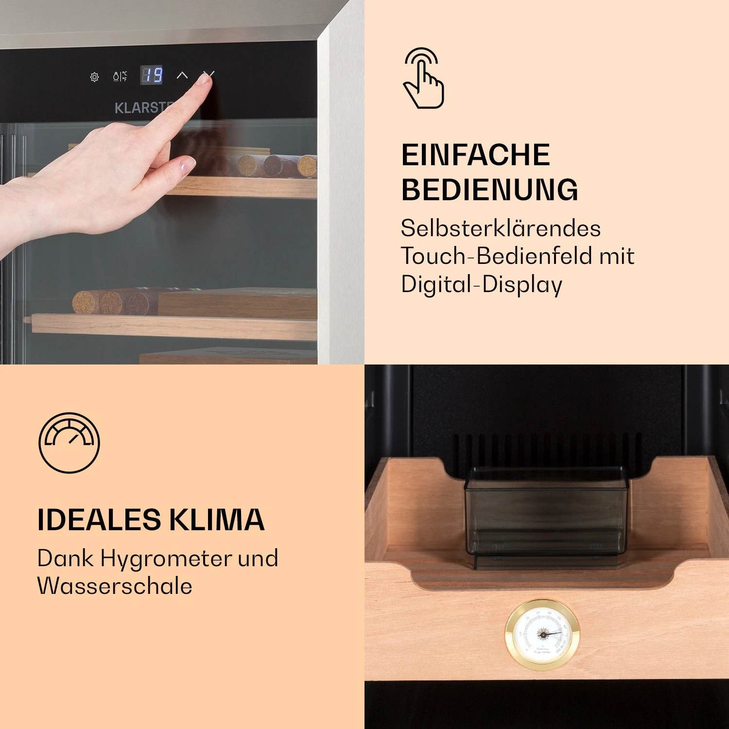 Klarstein El Presidente 48 Zigarren-Humidor 48L 3 Einschübe 1 Fach Zedernholz 7 Klarstein El Presidente 48 Zigarren-Humidor 48L 3 Einschübe 1 Fach Zedernholz – Bild 5