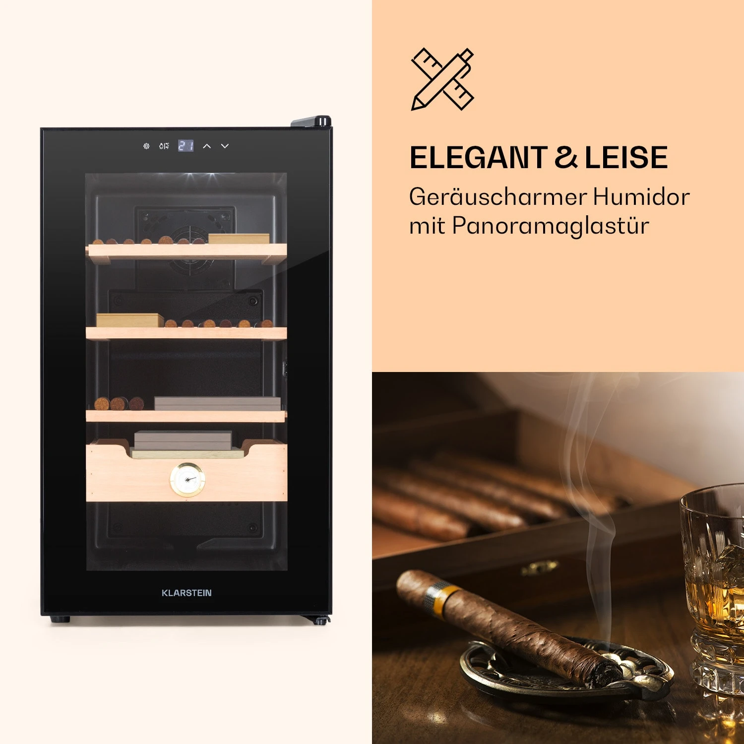 Klarstein El Presidente 48 Zigarren-Humidor 48L 3 Einschübe 1 Fach Zedernholz 5 Klarstein El Presidente 48 Zigarren-Humidor 48L 3 Einschübe 1 Fach Zedernholz – Bild 3