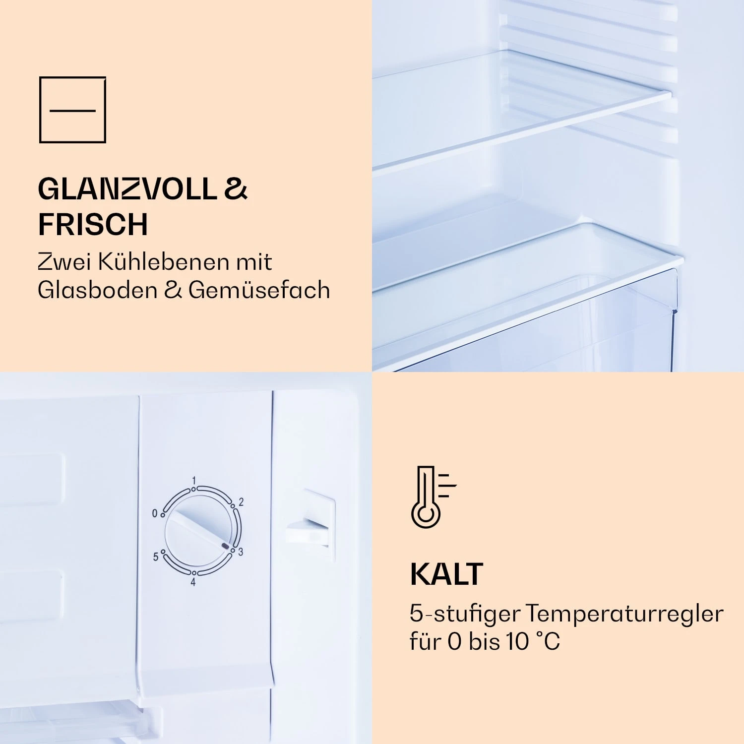 CoolArt 79L Kühl-Gefrier-Kombination EEK F Gefrierfach 9l Designtür 7 CoolArt 79L Kühl-Gefrier-Kombination EEK F Gefrierfach 9l Designtür – Bild 5