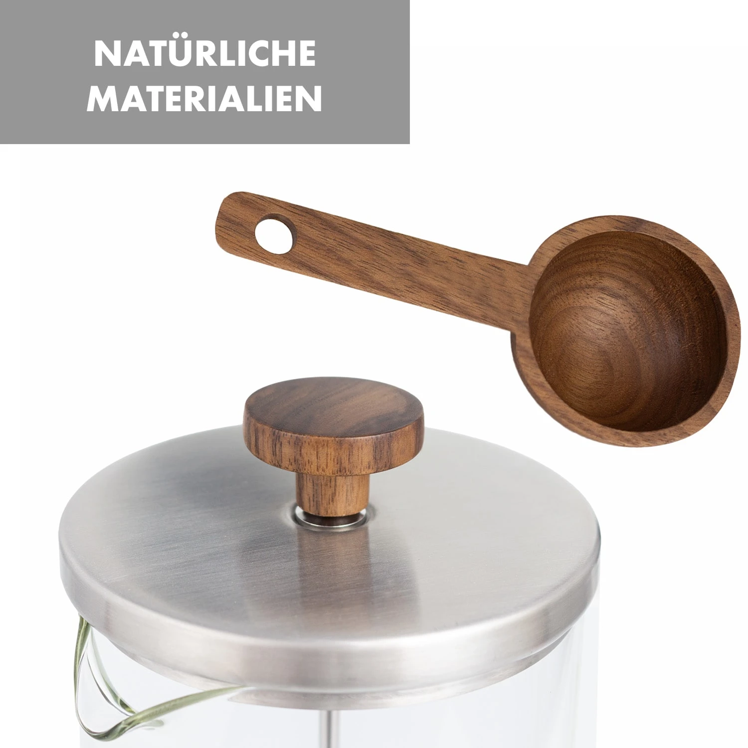 Glaswerk Ristretto French Press 0,35 Liter Borosilikatglas Edelstahl Walnussholz 9 Glaswerk Ristretto French Press 0,35 Liter Borosilikatglas Edelstahl Walnussholz – Bild 7