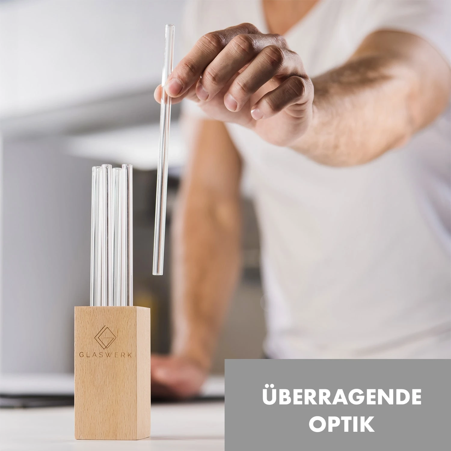 Glaswerk Salizzada Glasstrohhalme 7 Stück 0,8 X 20 Cm (ØxH) Holzhalterung Bürste 4 Glaswerk Salizzada Glasstrohhalme 7 Stück 0,8 X 20 Cm (ØxH) Holzhalterung Bürste – Bild 2